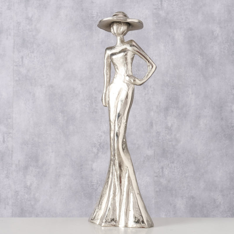 Lady Elegant Aluminium Figure in Silver – Handmade Decoration for Interiors