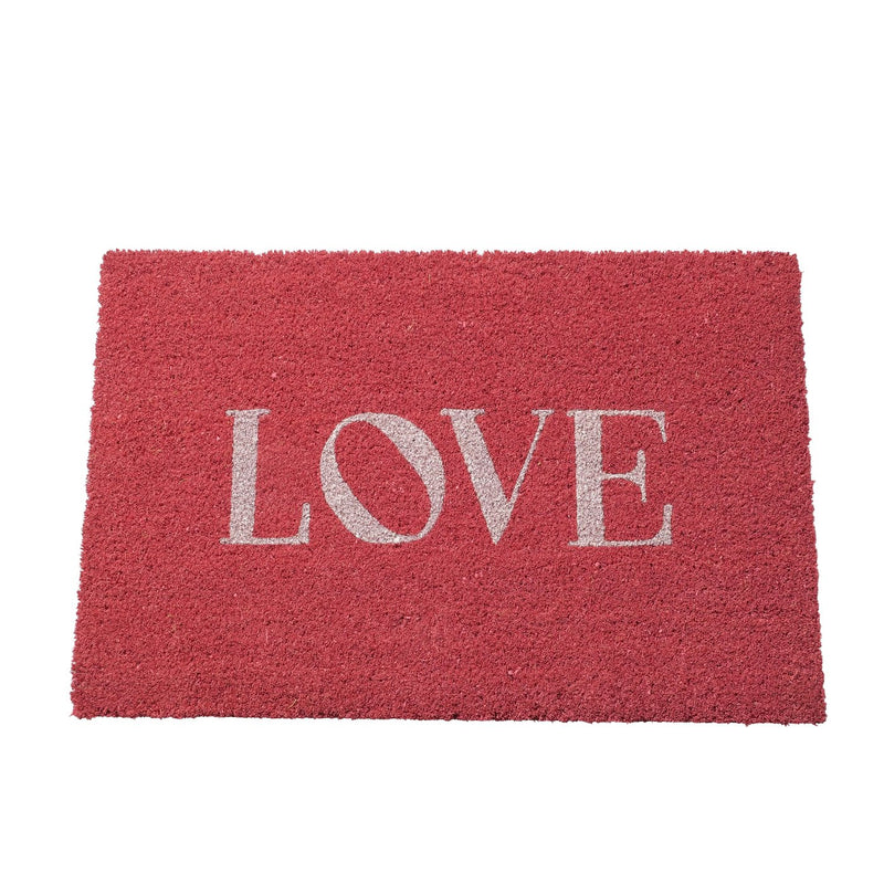 Elegante deurmat 'Love' in rood met stijlvolle letters