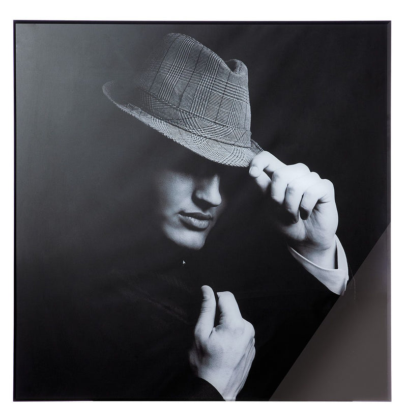 Exclusive set of 3 acrylic aluminum picture "Gentleman" with aluminum frame black/gray