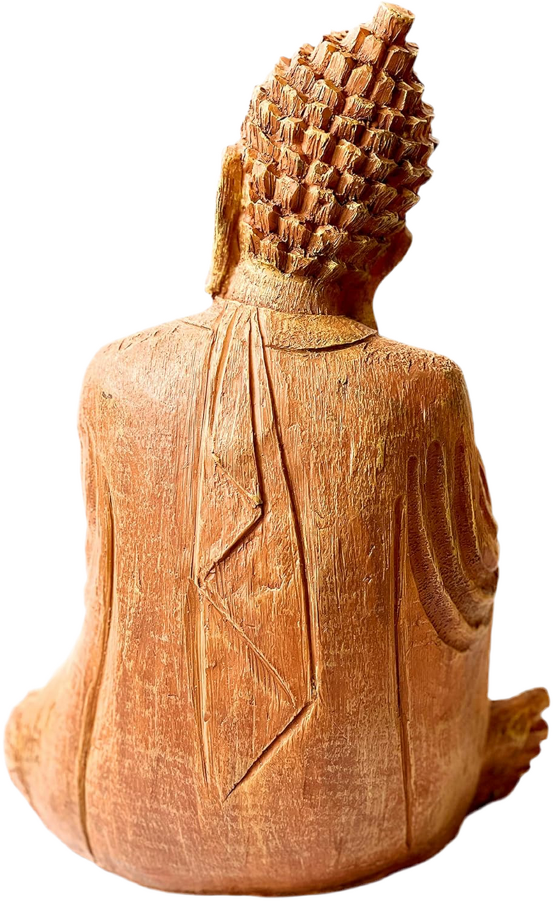 XXL size Buddha figure sitting approx 37.5cm wood look