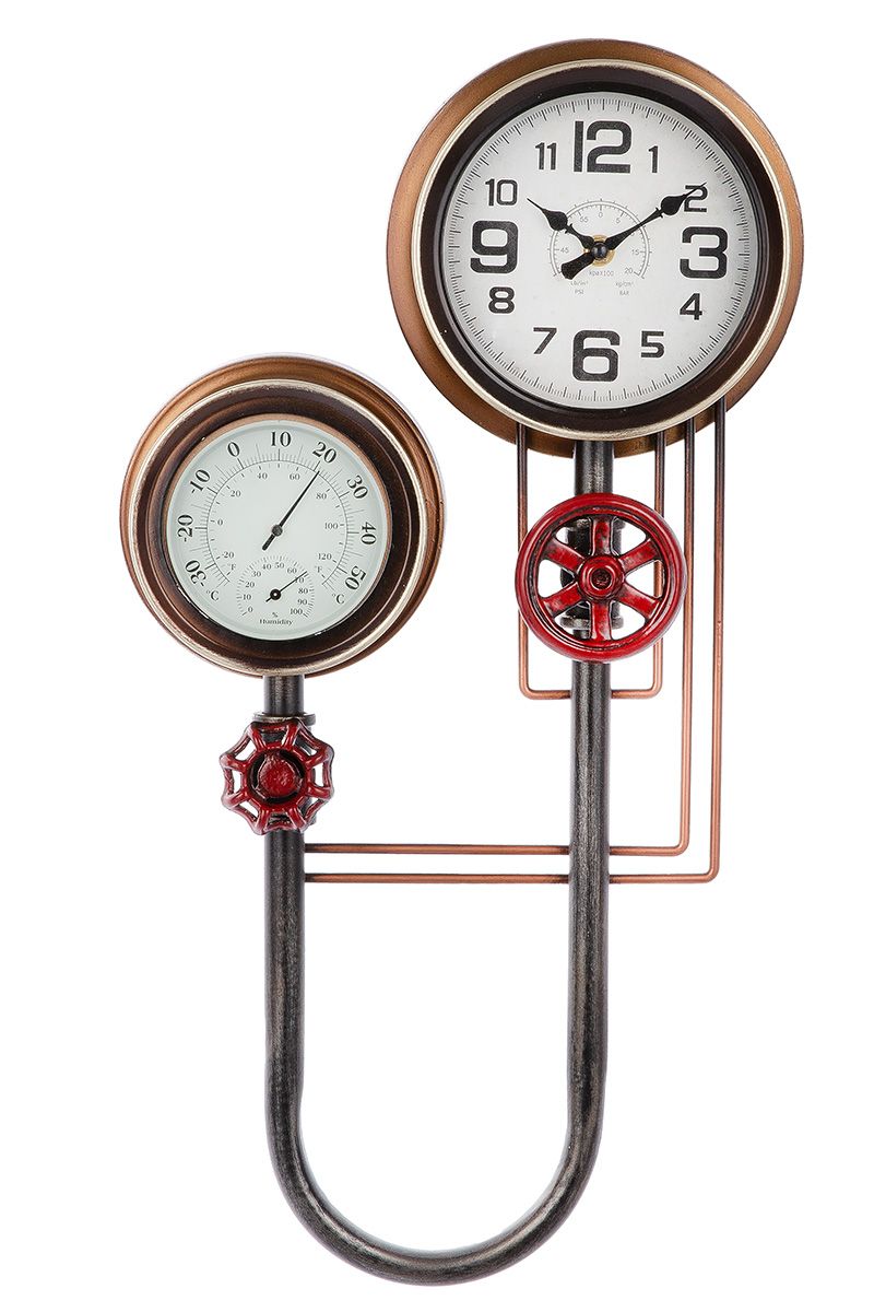 Industriële wandklok Adega met thermometer en hygrometer – een functionele blikvanger