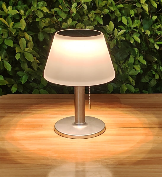 Solar powered table lamp with warm white 10 LED lights garden terrace balcony