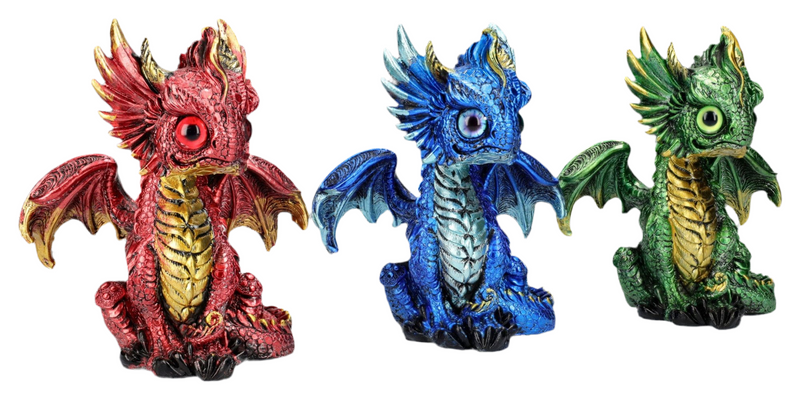 3er-Set Deko Drachen – Mystische Drachenfiguren in edler Optik