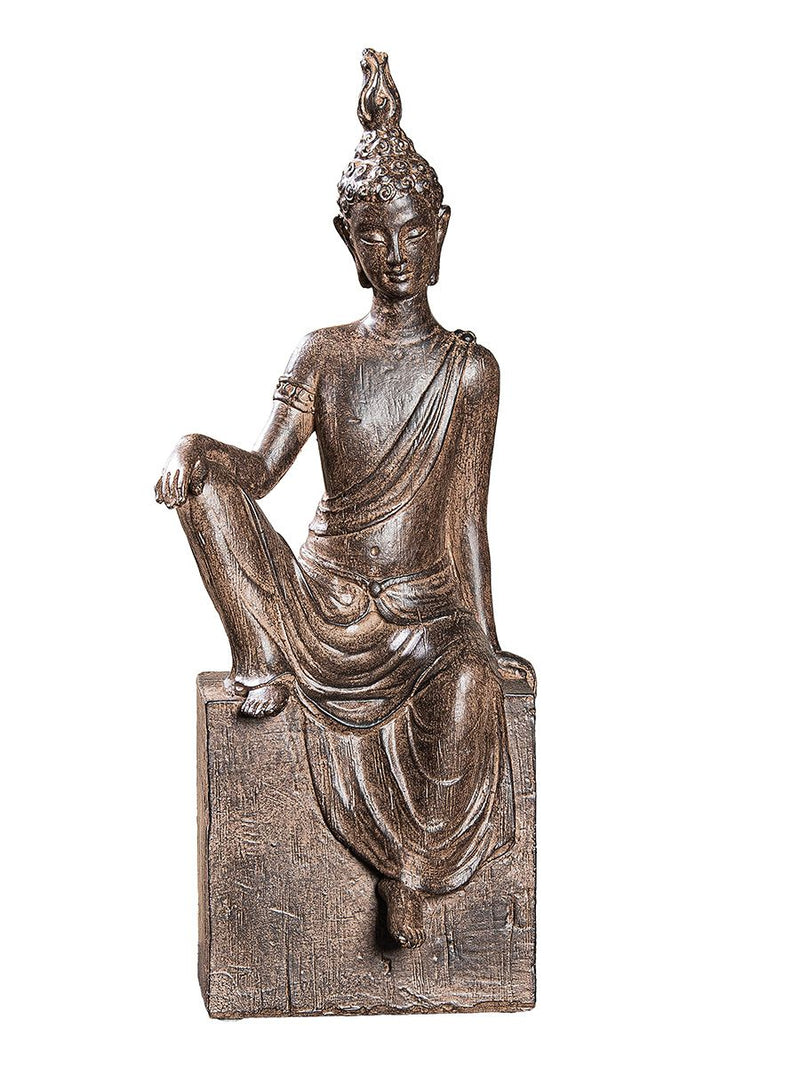 Kunststof Boeddhabeeld 'Maitreya' - elegante verschijning met viltglijders