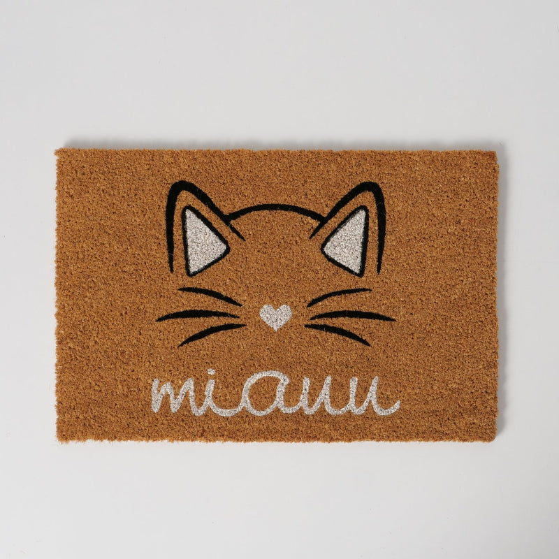 Doormat "Miauu", cat motif with saying