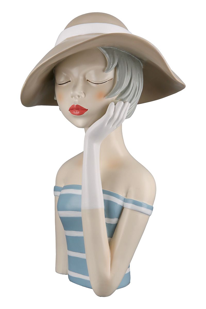 Polyfigur Lady - Charming decorative figure in two variants: With a white or cream-colored hat