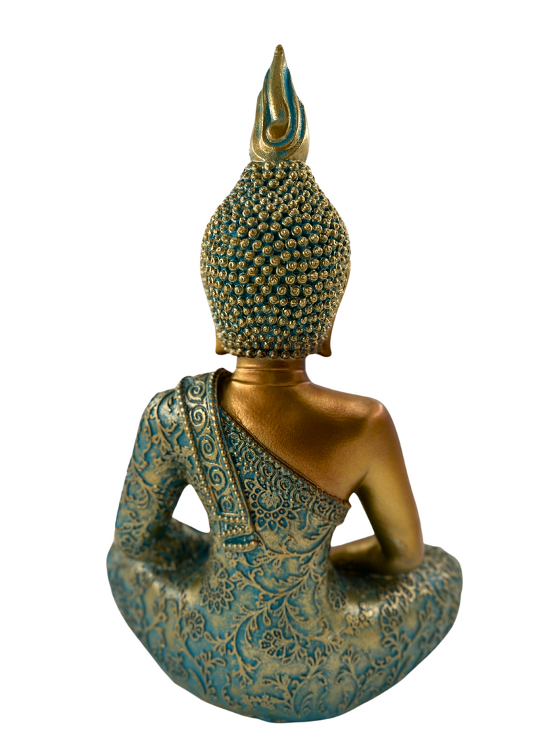 Buddha-Statue Gelassenheit - Mintgrün und Gold, 25 cm