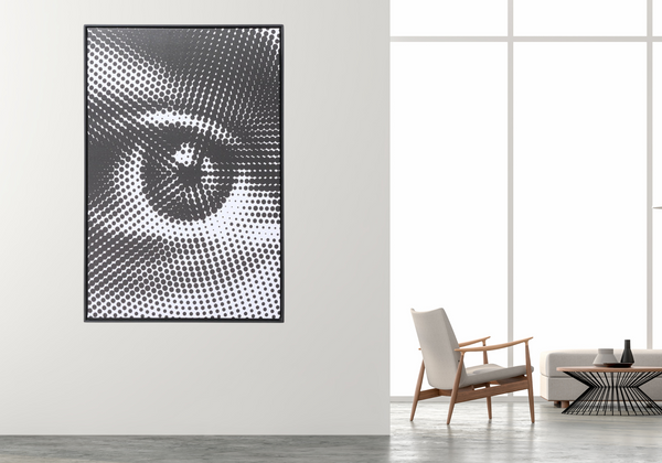 Modern picture "The Look" - stylized eye in dot pattern, 70x50 cm