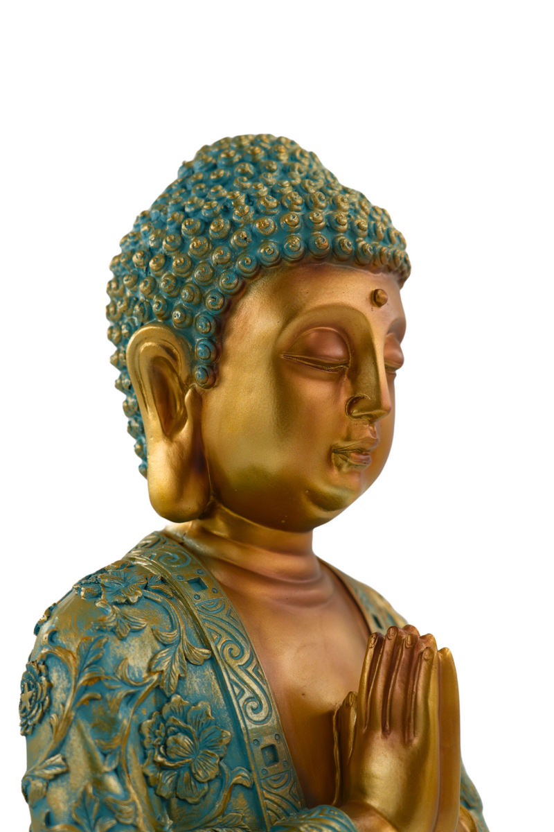 Buddha figure XXL Sublime Buddha figure NYORAI in mint green &amp; gold 41.5 cm height