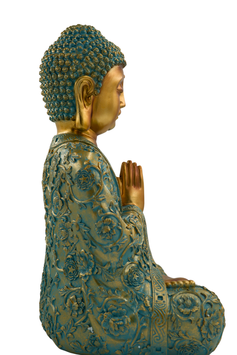 Buddha figure XXL Sublime Buddha figure NYORAI in mint green &amp; gold 41.5 cm height