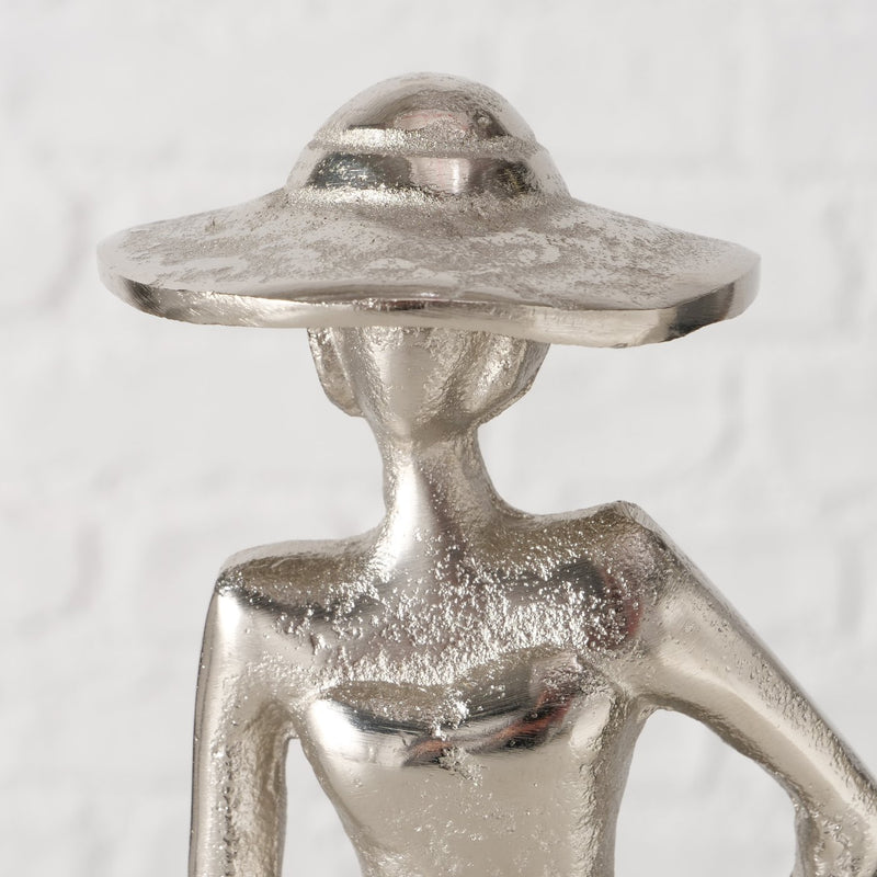 Lady Elegant Aluminium Figure in Silver – Handmade Decoration for Interiors