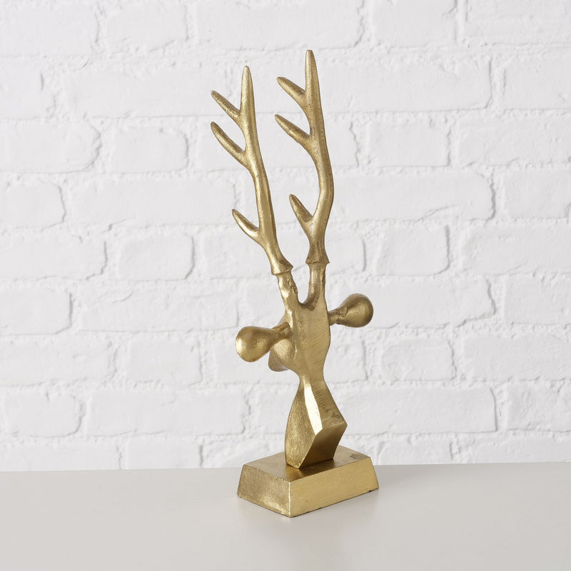 Golden deer figure Aurora decorative sculpture made of aluminum 34 cm