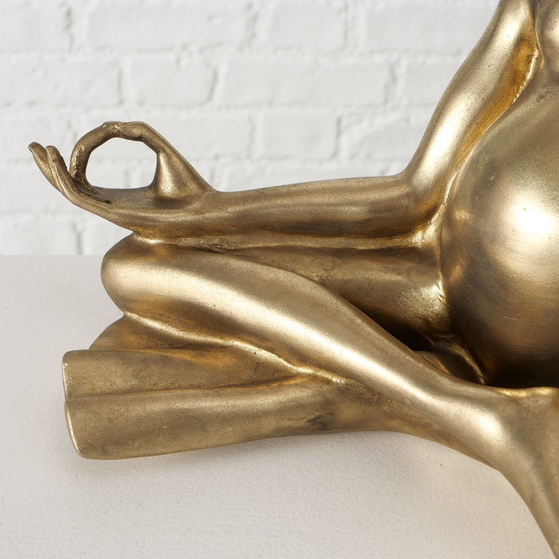 Golden Zen Frog - Elegante Yoga Froschfigur Murphy in goldfarben aus Kunstharz, 34 cm