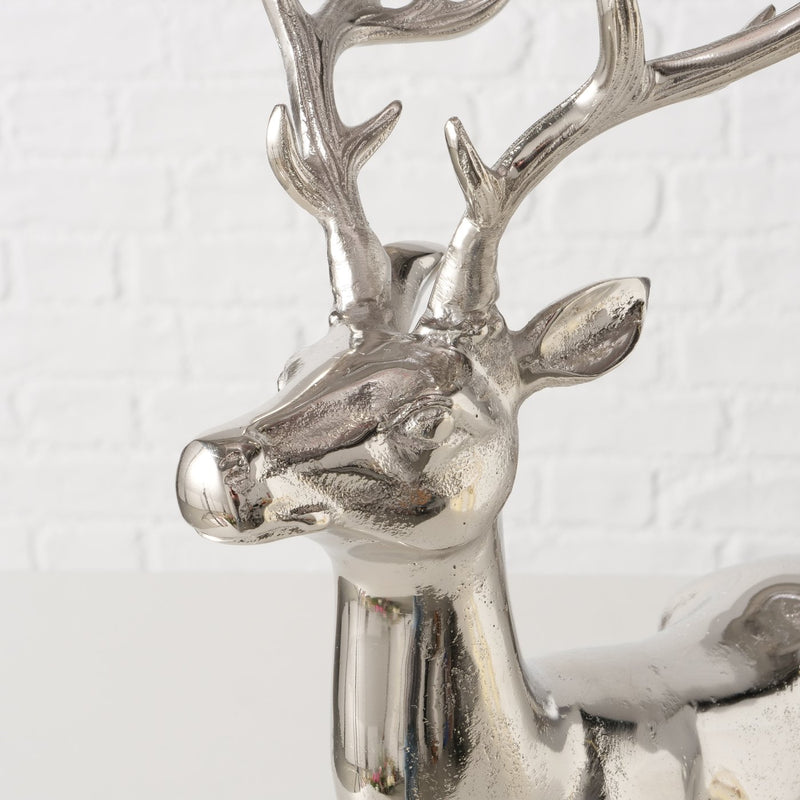 Eleganter Sektkühler "Weihnachtsschlitten mit Hirsch" aus vernickeltem Aluminium, handgefertigt