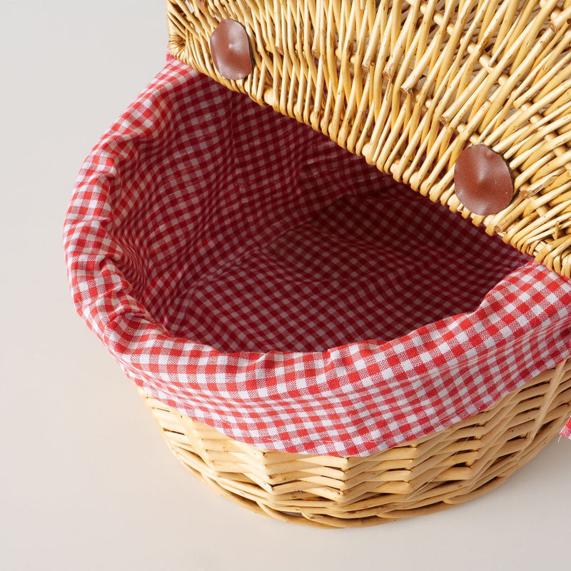 Handwoven picnic basket Denya with checked lining