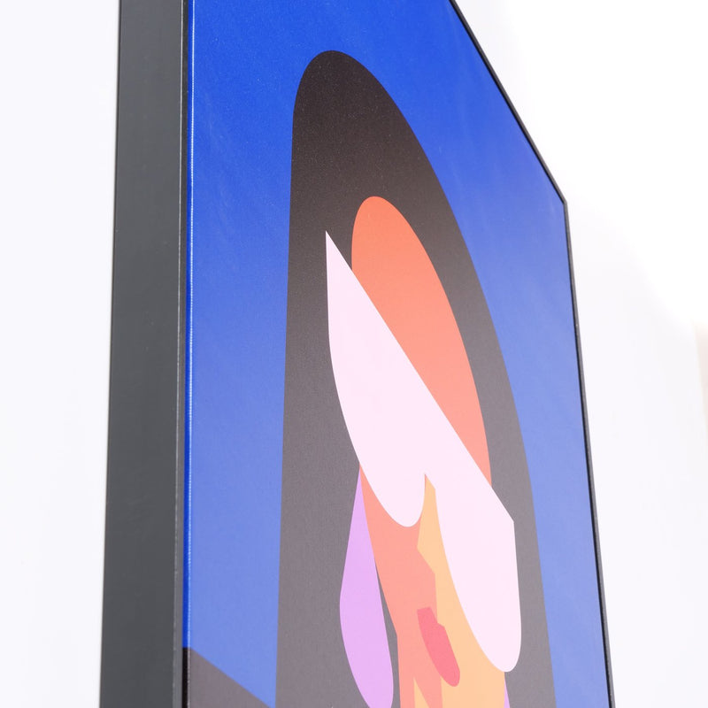 Wall picture 'Zuria' - Stylized woman in color block look with black wooden frame