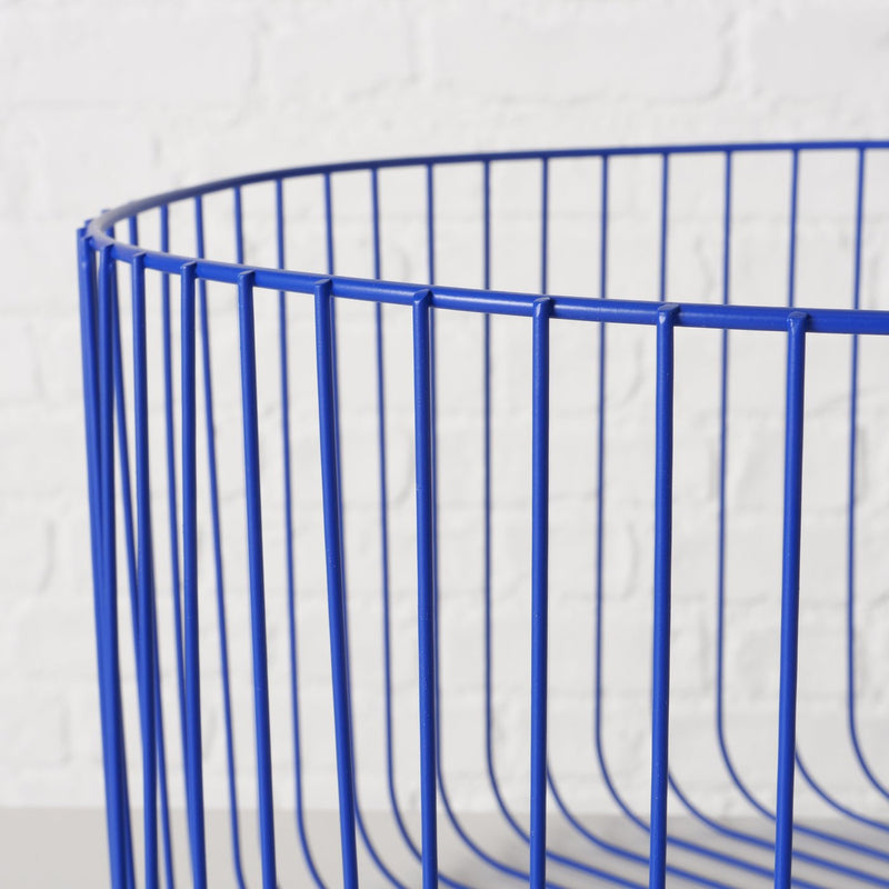 Modern metal basket 'Limbo' in matt blue – versatile set of 2 