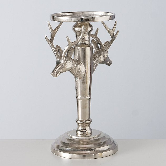 Majestätisches Hirsch Windlicht Auerach - Handgearbeitetes Kunstwerk in Silber und Klarglas