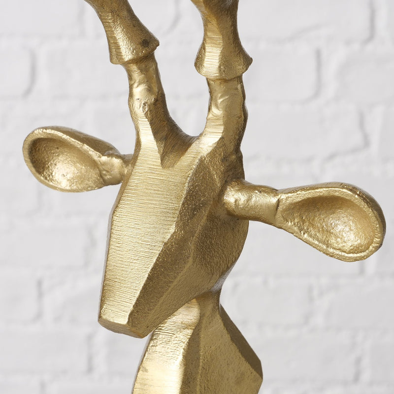 Golden deer figure Aurora decorative sculpture made of aluminum 34 cm