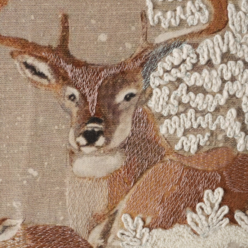 Handwoven sofa cushion Feliz with deer motif - wintery country house design