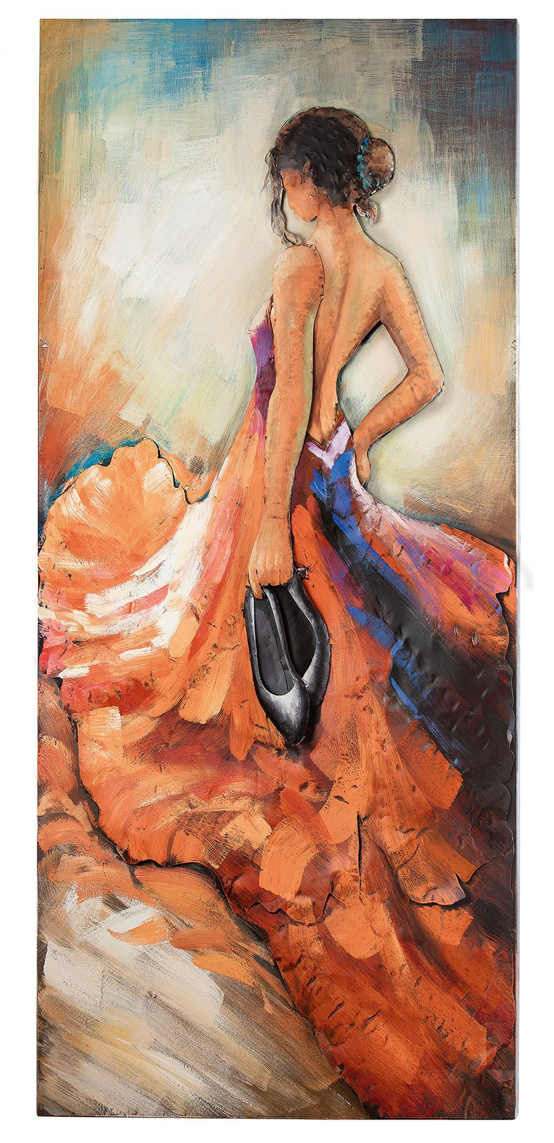 Metal artwork 'Dance of the Senses' - Abstract tango dancer in vibrant colors