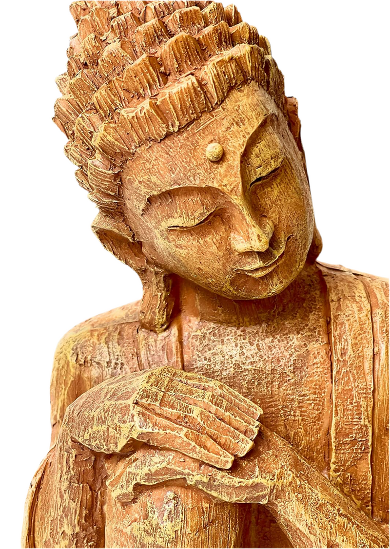 XXL Grösse Buddha Figur sitzend ca 37.5cm Holzoptik