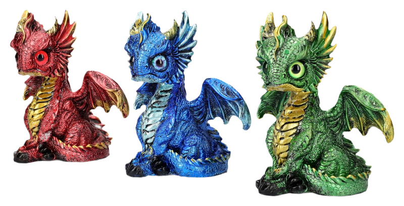 3er-Set Deko Drachen – Mystische Drachenfiguren in edler Optik