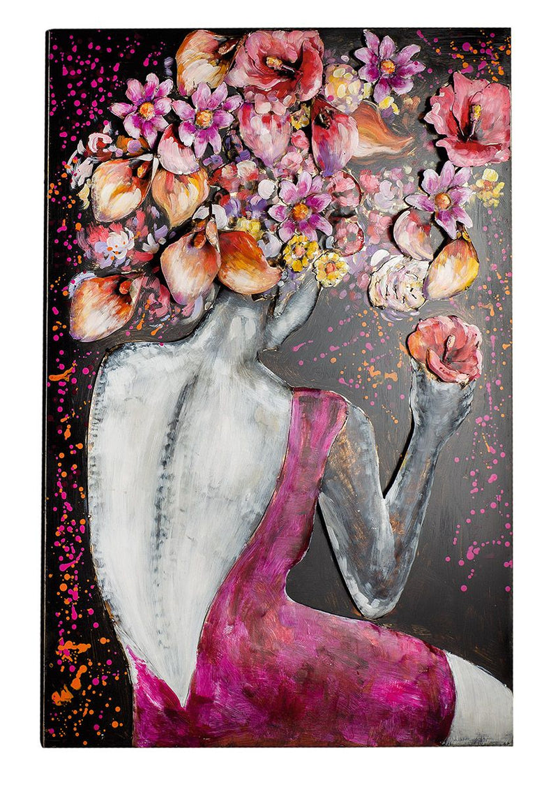 Metal picture "Florenzia" - handmade art object, Gilde Gallery, pink/grey/black, 80cm x 120cm