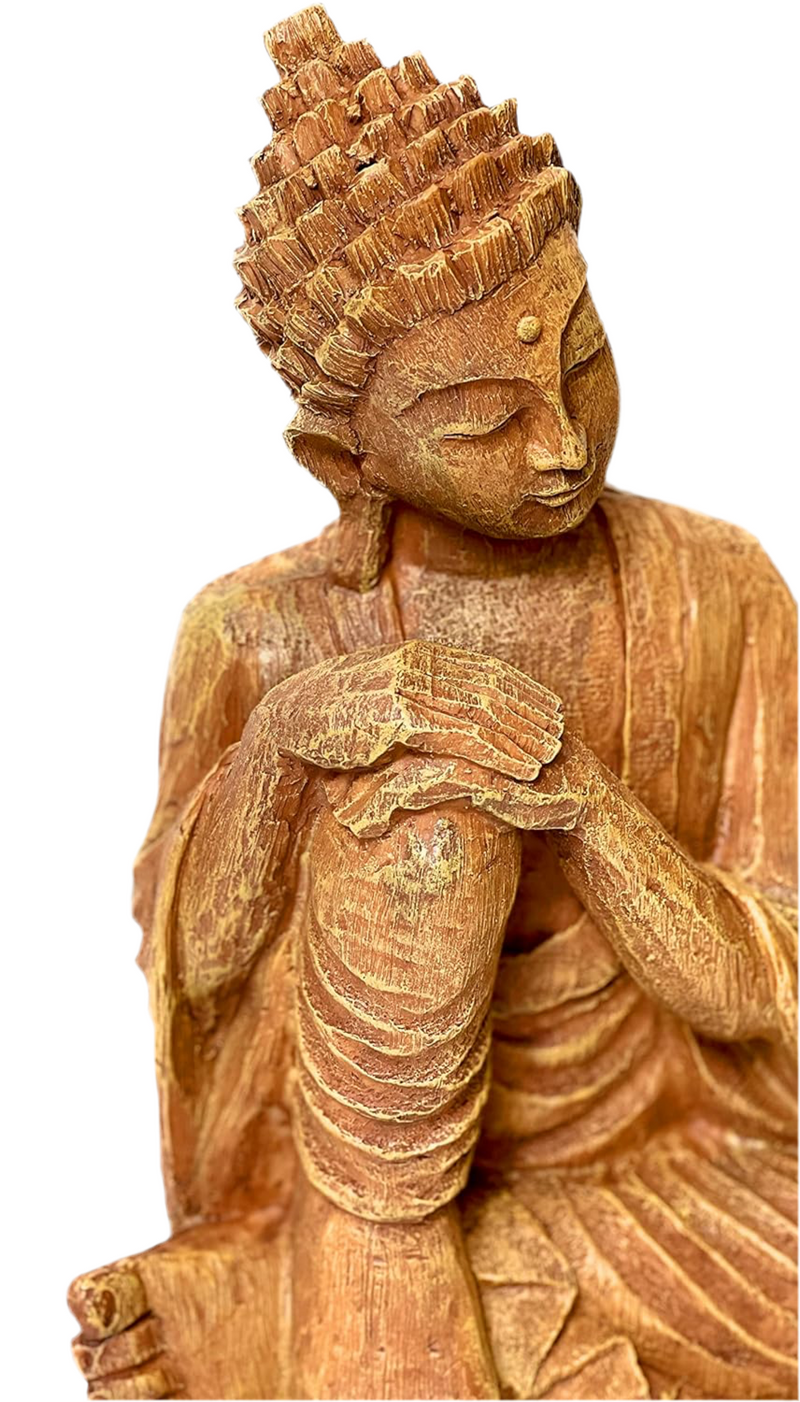 XXL Grösse Buddha Figur sitzend ca 37.5cm Holzoptik