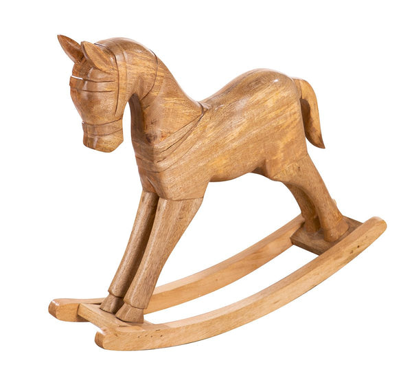 Wooden rocking horse 'Woodie' - Handcrafted design made from natural mango wood