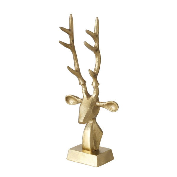 Gouden hertfiguur Aurora decoratief beeld gemaakt van aluminium 34 cm