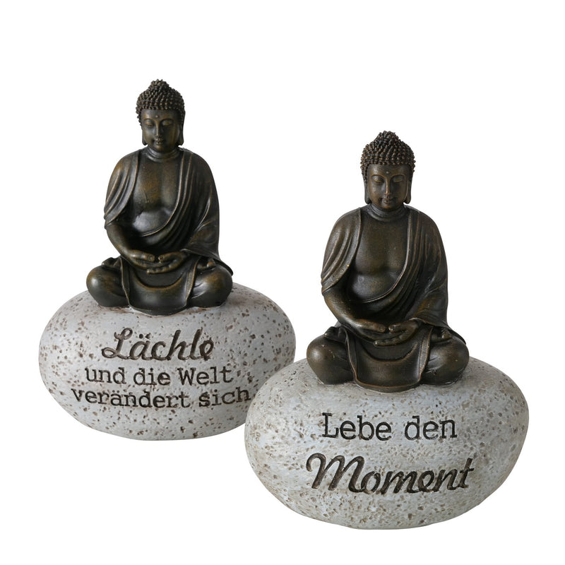 Dekoaufsteller Set Zen-Buddha mit Weisheiten - 2er Set, 15 cm