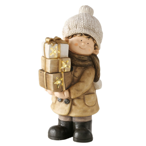 Decorative figure Oskar with LED gifts – 25 cm warm white Christmas Christmas decoration