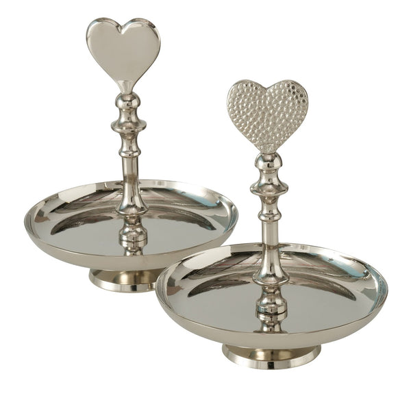 Set of 2 Etagere Herzaura made of aluminum in silver look