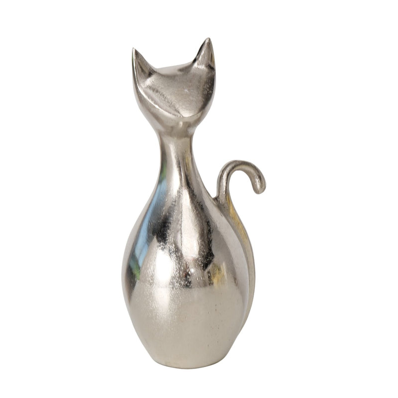 Elegante Alu Katze Figur Silber 28,5 cm Glanz Design