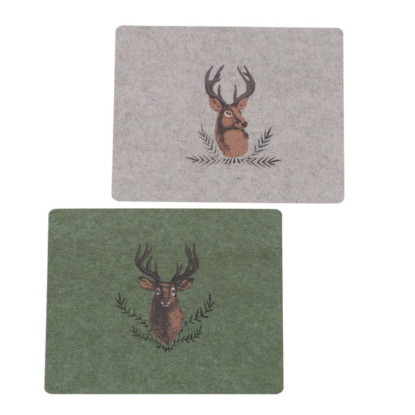 Placemat Rudolf set of 2 felt deer motif