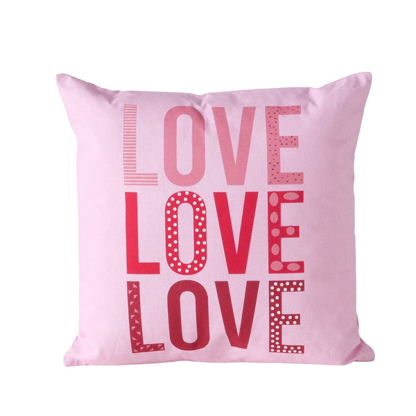 Roze bankkussen Love met spreuk 45x45 cm