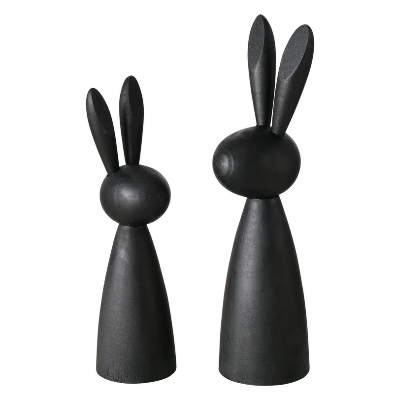 Osterhasen Holzfiguren Lotis 2-tlg. Set Schwarz – Modernes Design 18-22 cm