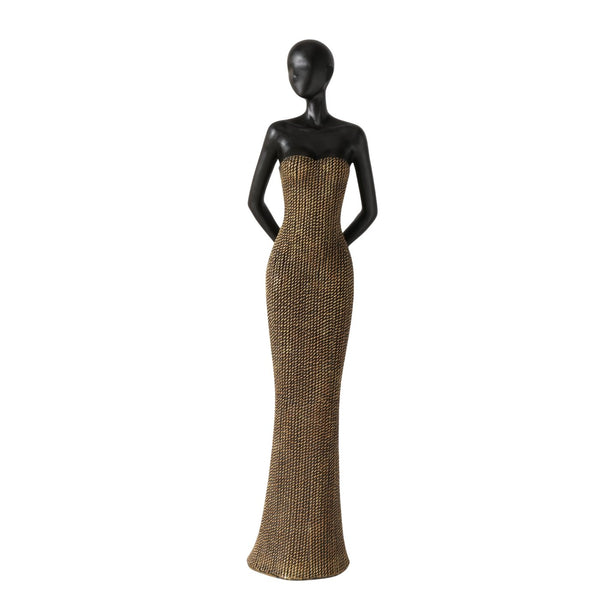 Decorative figure Meruhna – Stylish female figure in brown and black, height 79cm