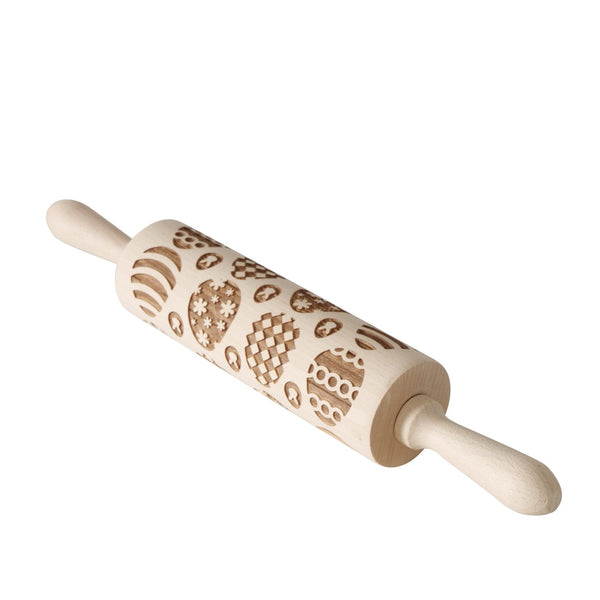 Ova rolling pin with Easter motifs - Handmade in Europe, beech wood, 38 cm - Perfect for Easter baking