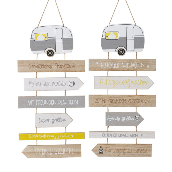 2er-Set Wanddekoration Camping Regeln aus Holz, 59 cm