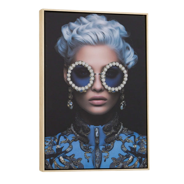 Handgefertigtes Bild "Lady" – Kunstdruck auf Zedernholz und Leinwand, 70x50 cm