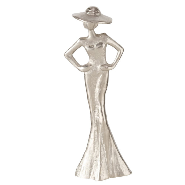 Lady Elegant aluminium figuur in zilver - handgemaakte decoratie voor interieurs