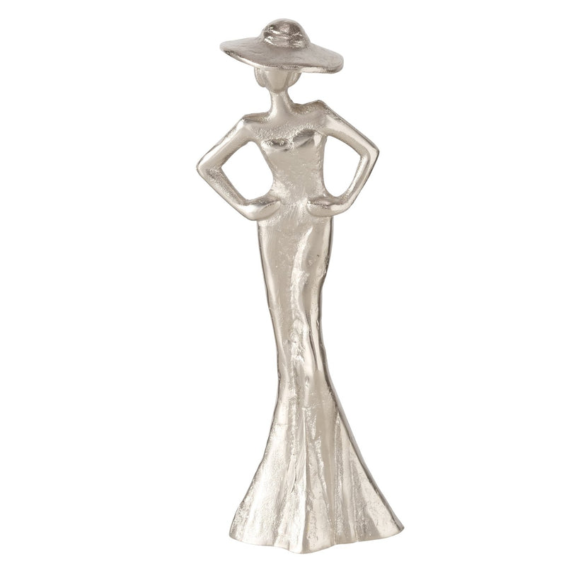 Lady Elegant Aluminium Figure in Silver – Handmade Decoration for Interiors