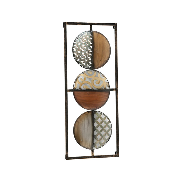 Wandobject Antixox in vintage/retro stijl, abstract design, metaal, bruin &amp; zilver, 28 x 69 cm