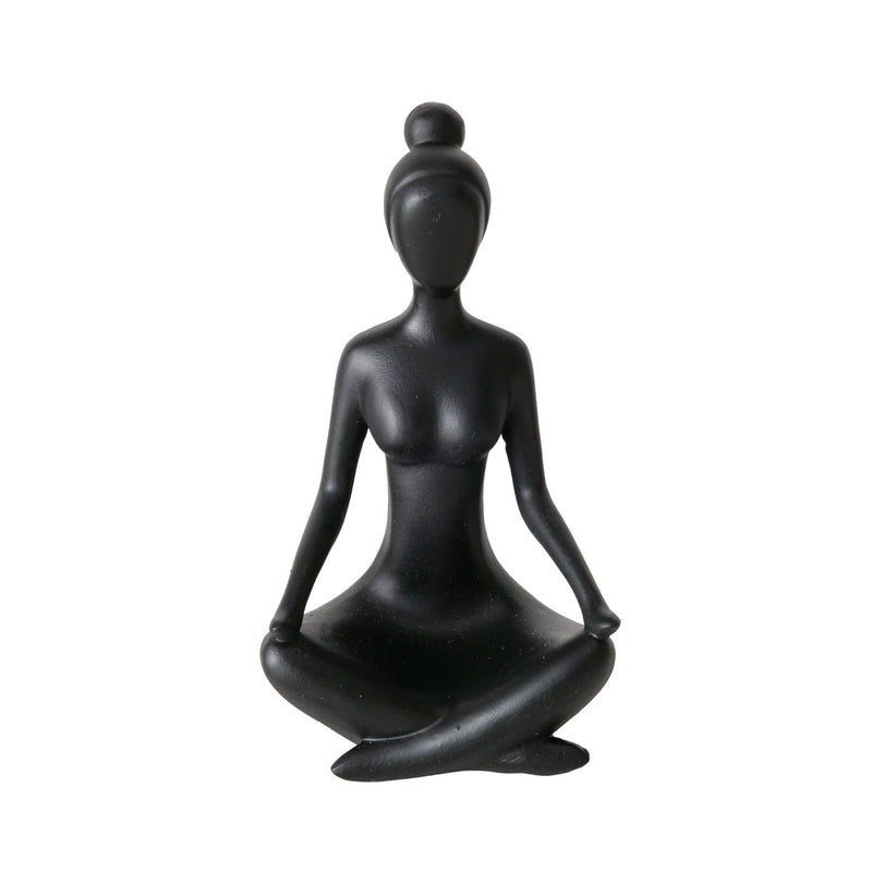 Set van 3 handgemaakte yogafiguren Marie en haar yogapraktijk in zwart hoogte 10cm
