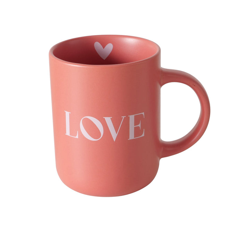 Jumbobecher Love 2er Set Keramik 420 ml romantisch rosa und rot