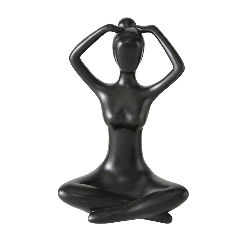 XXL zwarte yogafigurenset handgeschilderde sculpturen voor meditatie en decoratie, 30 cm hoog
