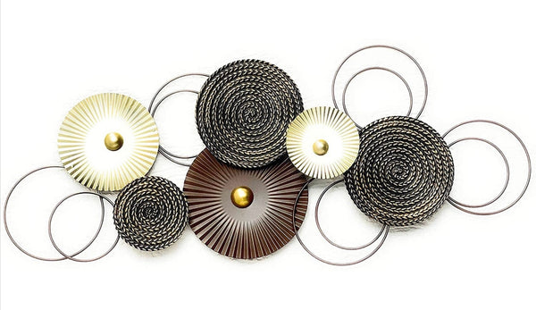 Wall decoration object Sixo brown gold tones metal wall decoration wall decoration circles 83x38 cm decoration