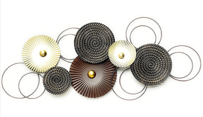 Wall decoration object Sixo brown gold tones metal wall decoration wall decoration circles 83x38 cm decoration